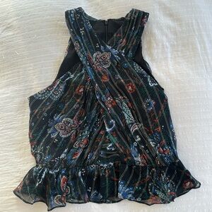 NWT Veronica Beard sz 8 Kailani metallic floral top silk paisley